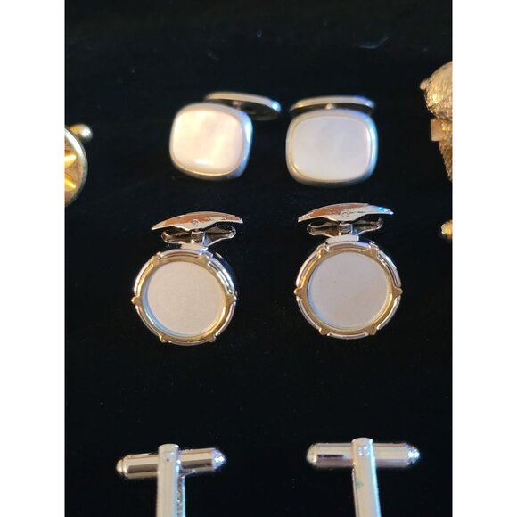 Vintage Cufflinks & Tie Clips Lot Various Designs Gold & Silver Tones For Men - Picture 8 of 9